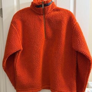 L.L. Bean  VINTAGE Orange Sherpa Half-Zip Pullover